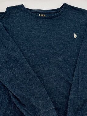 Polo Ralph Lauren Men’s Long Sleeve T-Shirt Navy Blue Heather Pony Logo Slim Fit